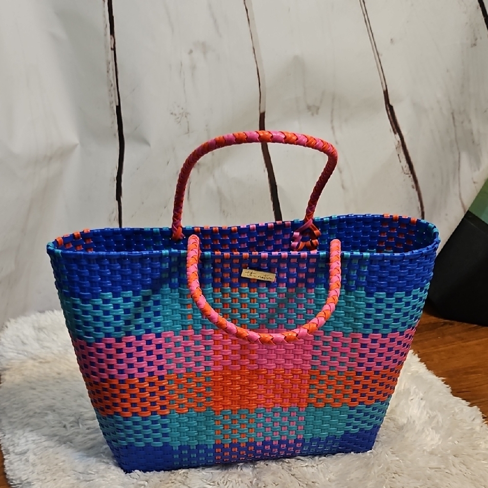 The Native Multicolor Woven Tote Bag Purse Handbag, Vibrant Colors‎